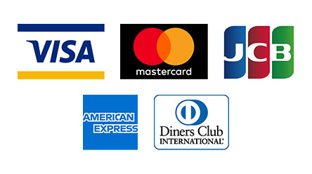 VISA、Master、JCB、AMEX、DinersClub